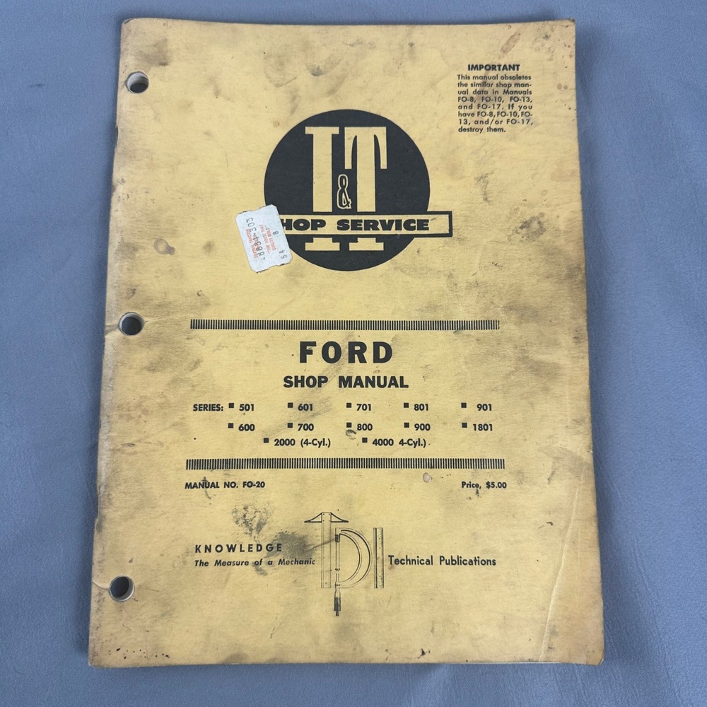 I&T FO-20 Ford Tractor Service Shop Manual Multiple Models